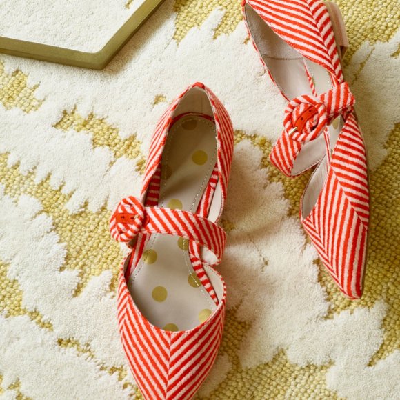 Boden Shoes - BODEN Red Fabric Point Buckle Flat